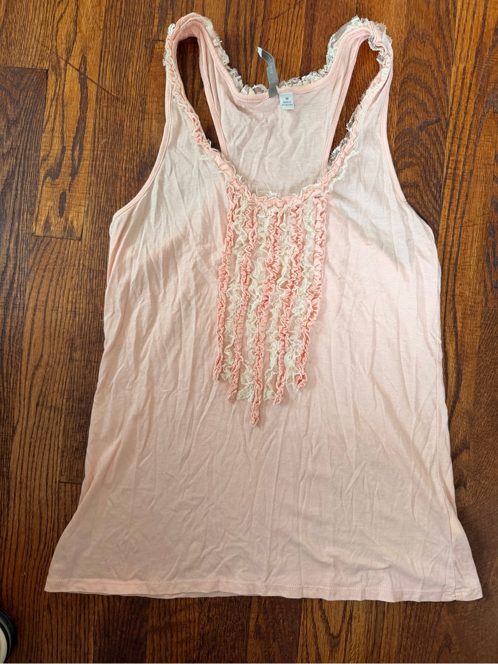 LC Lauren Conrad Pale Pink Ruffle-Trim Tank Top